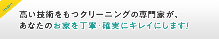 高い技術をもつお掃除の専門家が、あなたのお家を確実キレイにします。